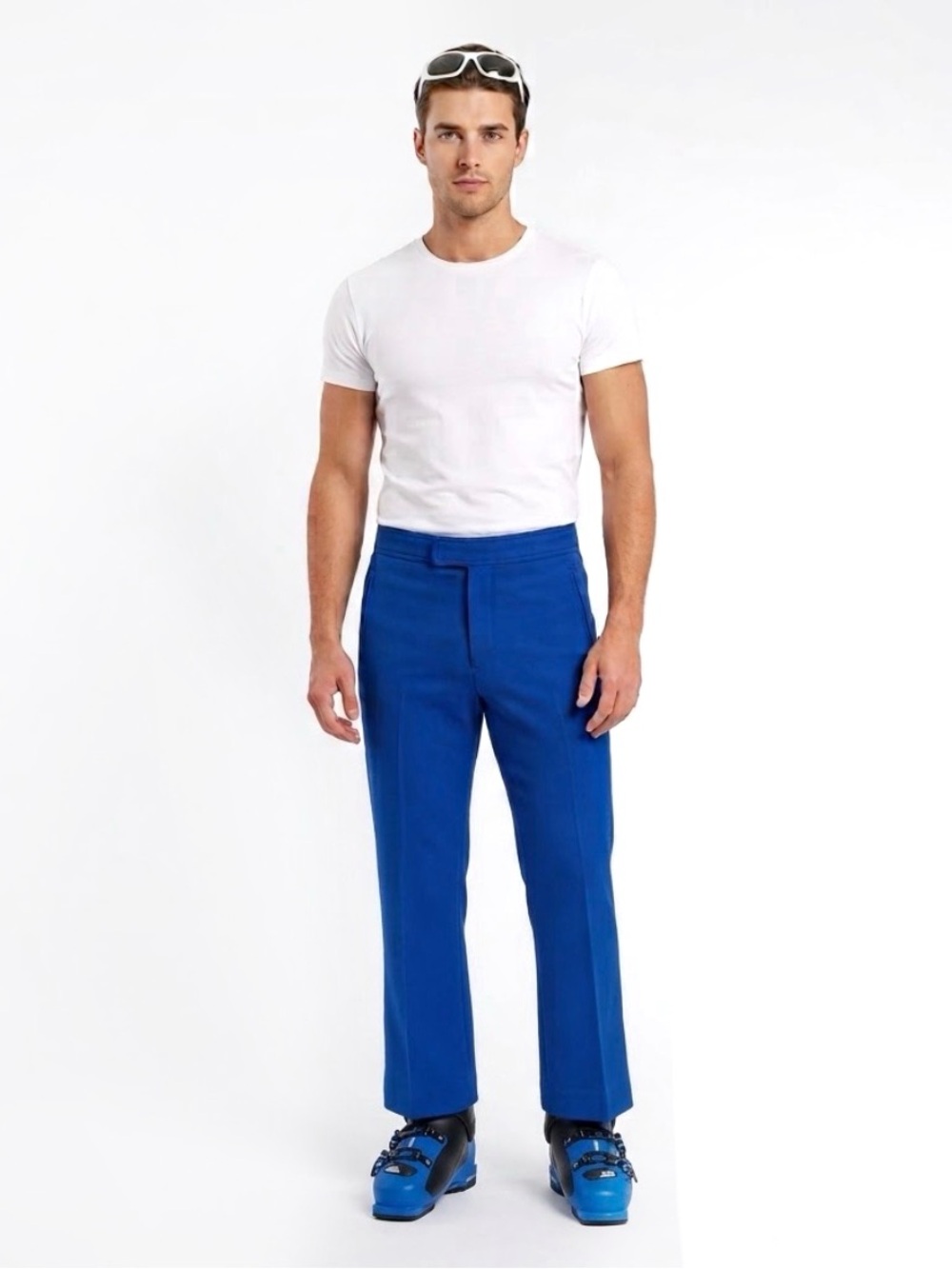 BOGNER Blue Ski Pants Boot Cut Stirrup Wool Blend Mens Size 34 Short VINTAGE